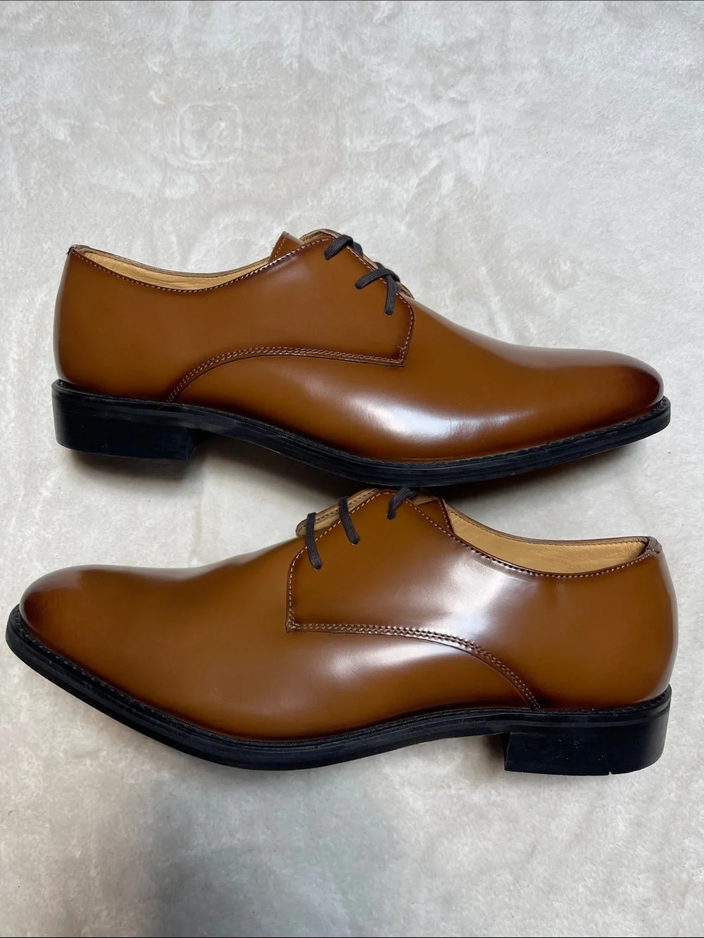Express Men's Cognac Leather Derby Shoes Size 10 Men’s